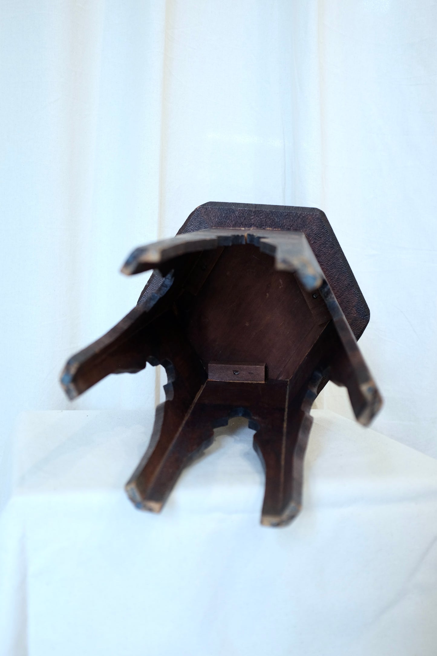 Flemish Art Pyrography Side Table with Roses