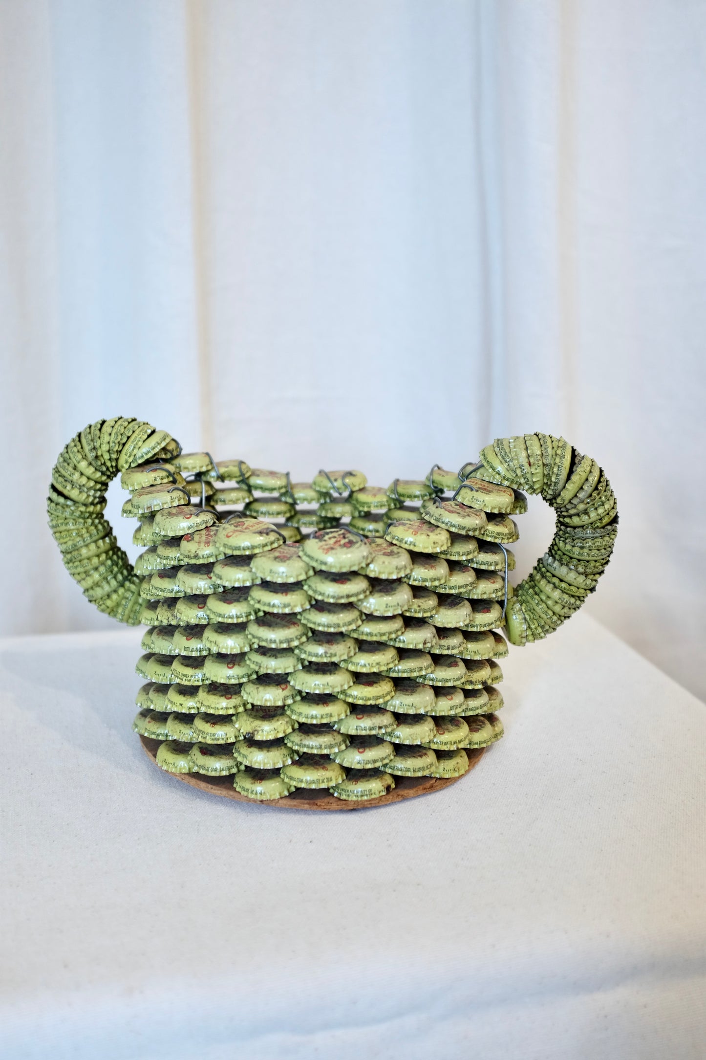 Yellow Folk Art Bottlecap Basket