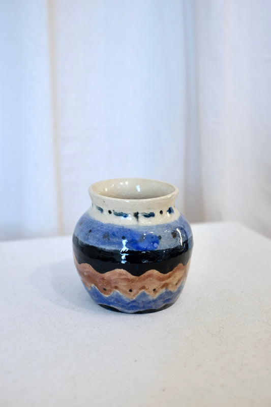 Blue, White, & Brown Small Vase