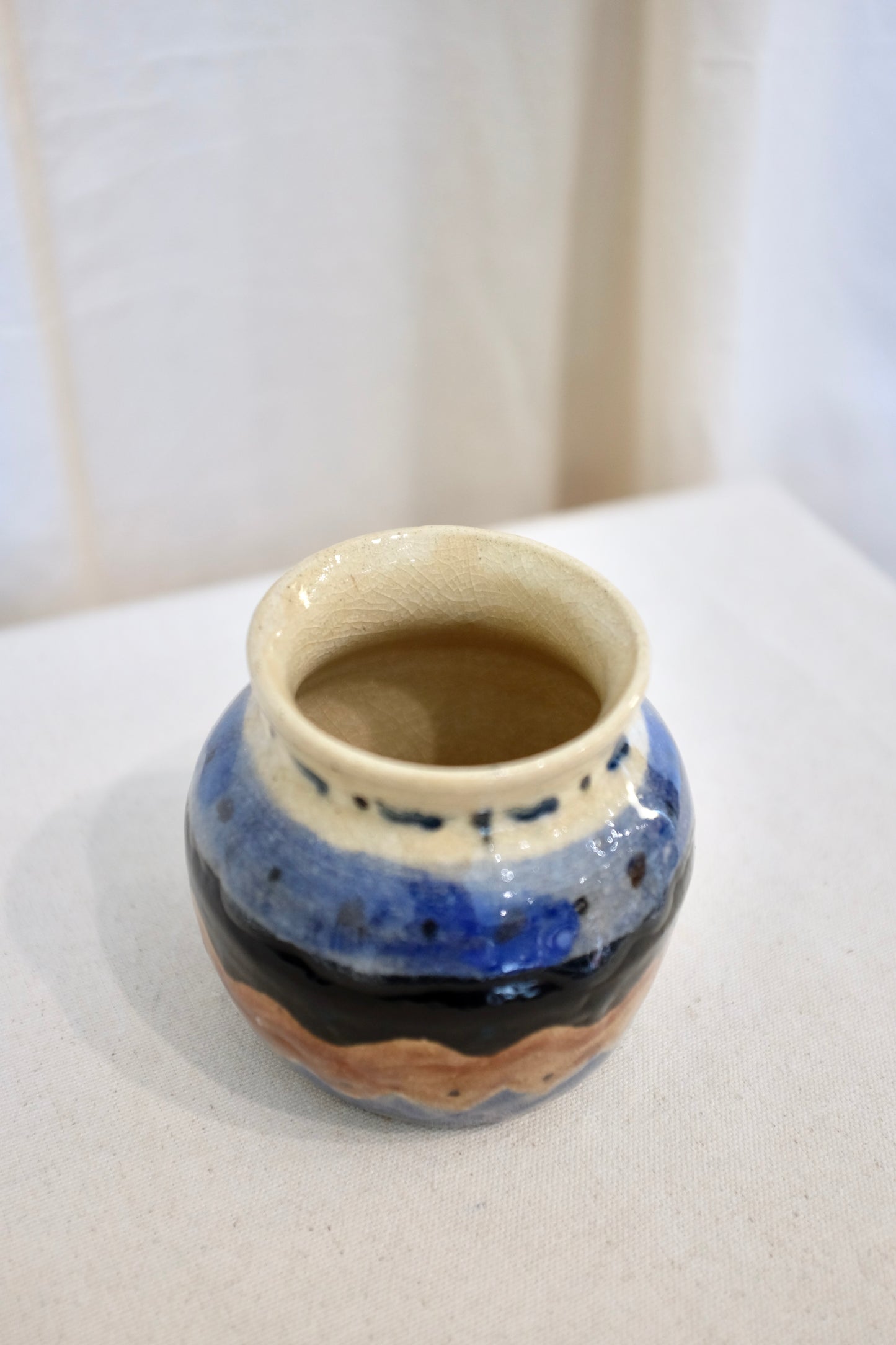 Blue, White, & Brown Small Vase