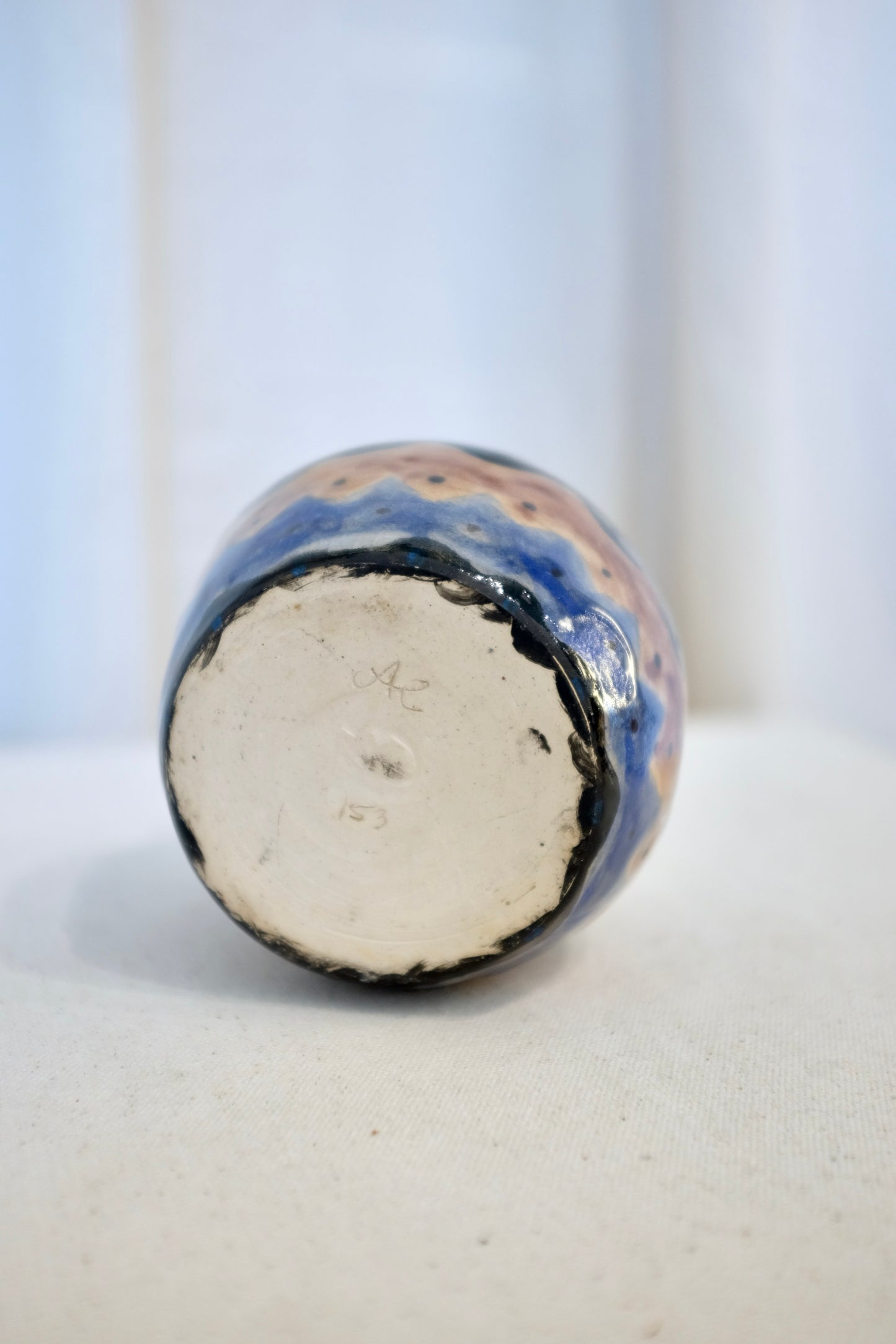 Blue, White, & Brown Small Vase