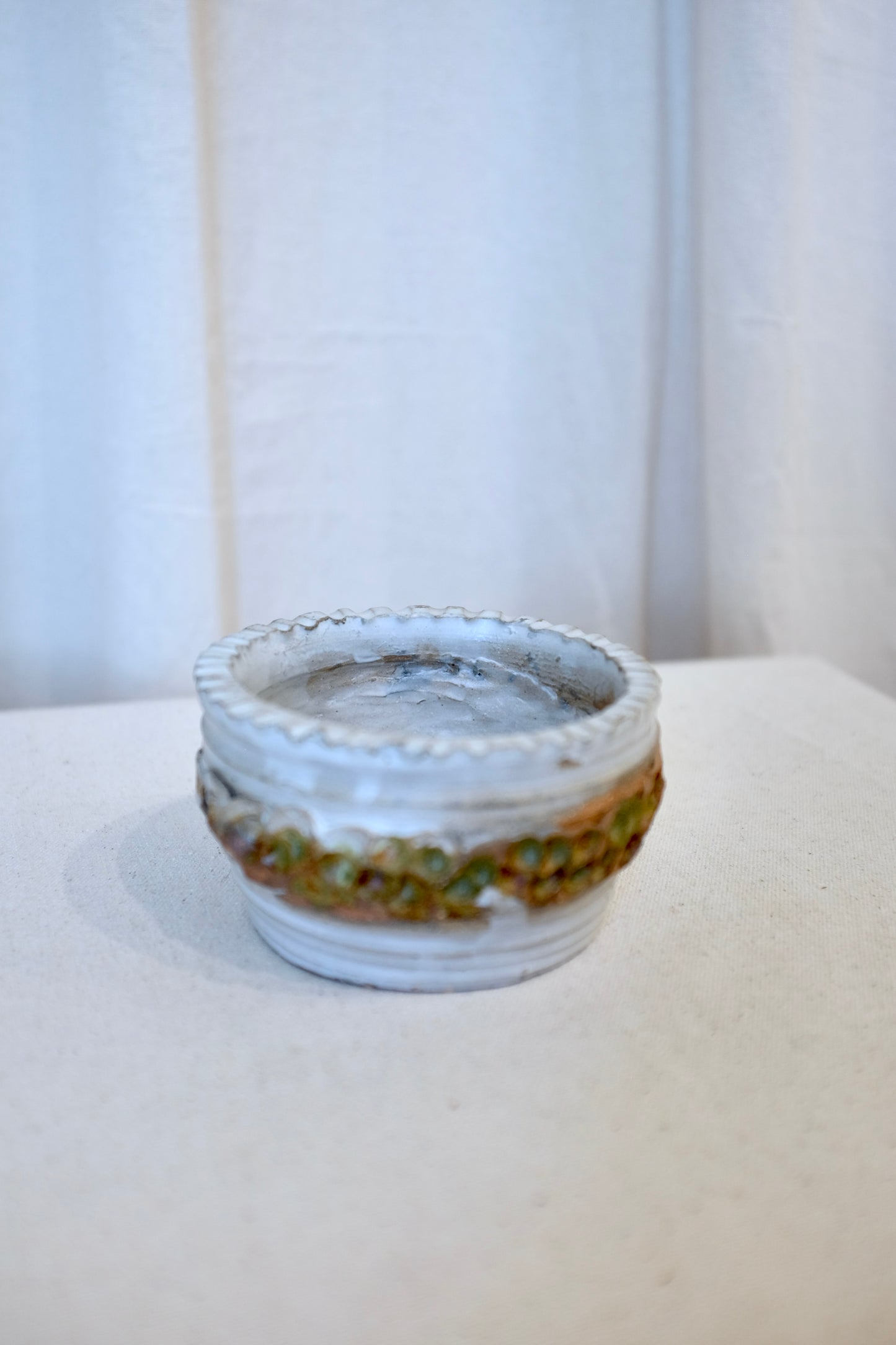 Dimpled Brown and Cream Low Vessel