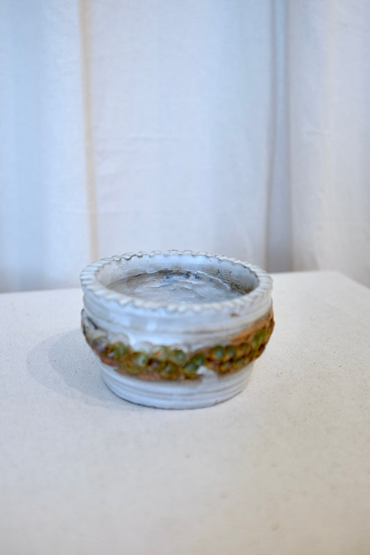 Dimpled Brown and Cream Low Vessel