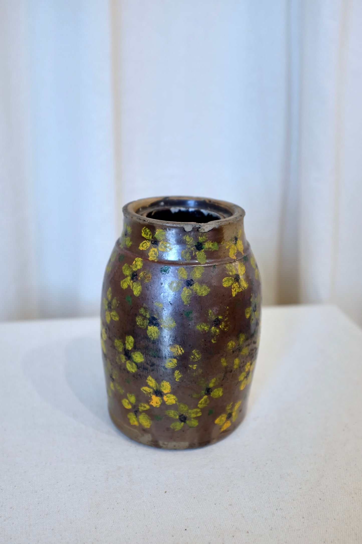 Flowered Brown Crock