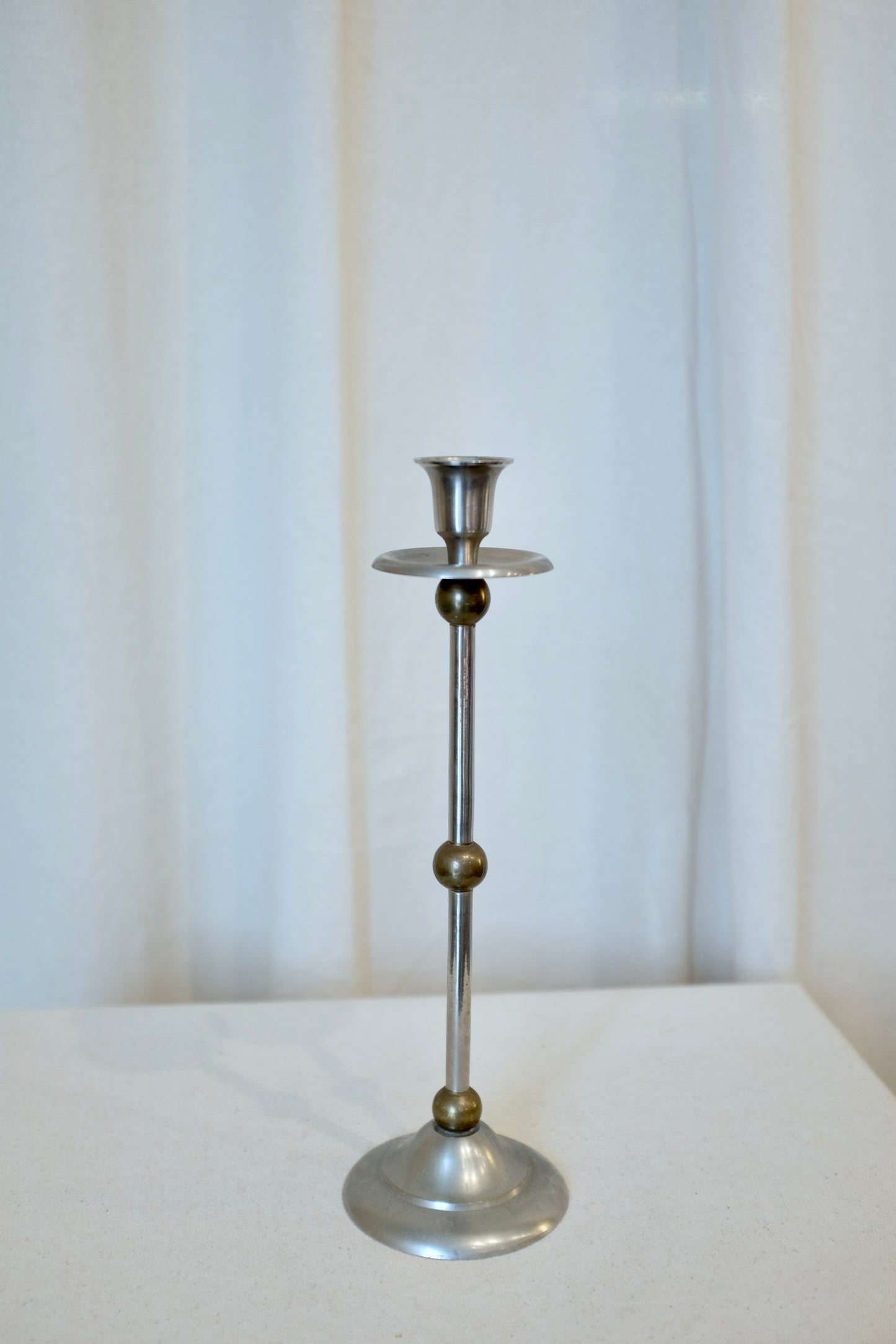 Mixed Metal Ball and Stick Candlestick