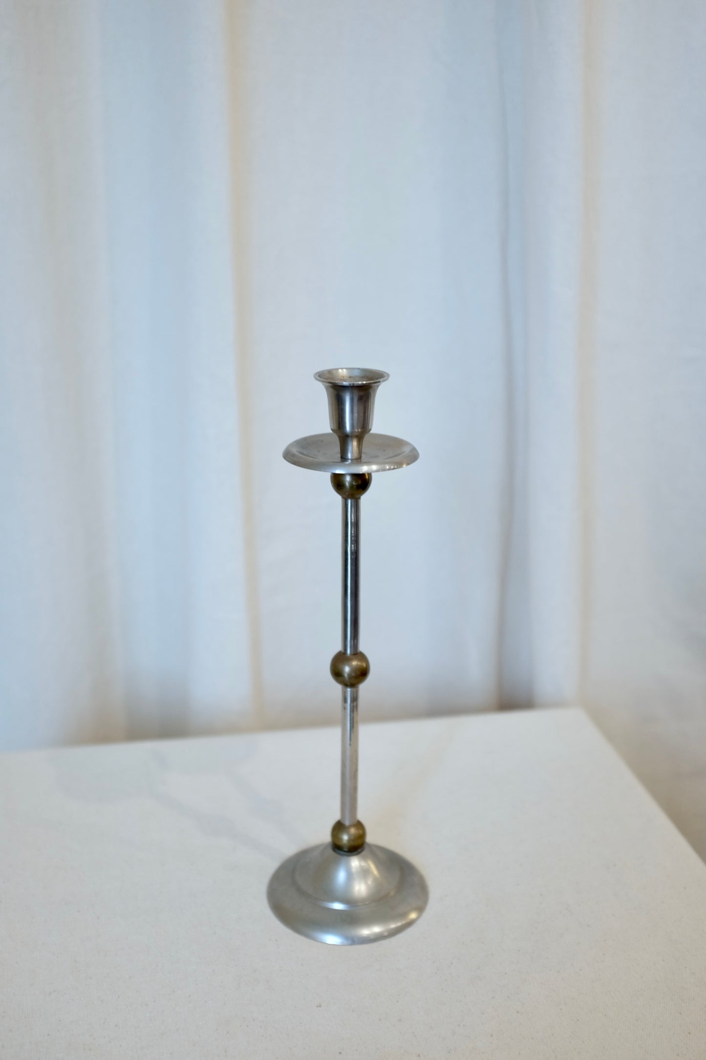 Mixed Metal Ball and Stick Candlestick