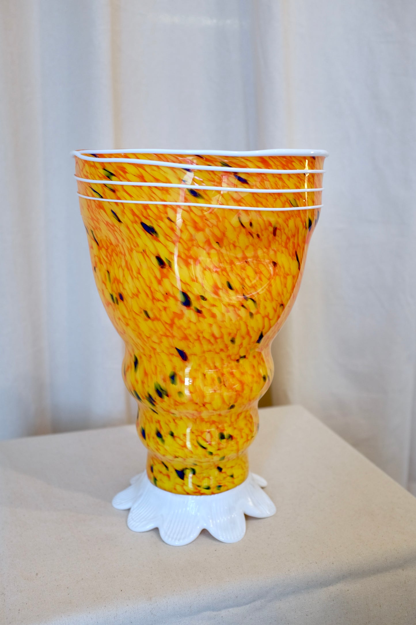 Tall Orange Murano Glass Vase, Barovier & Toso
