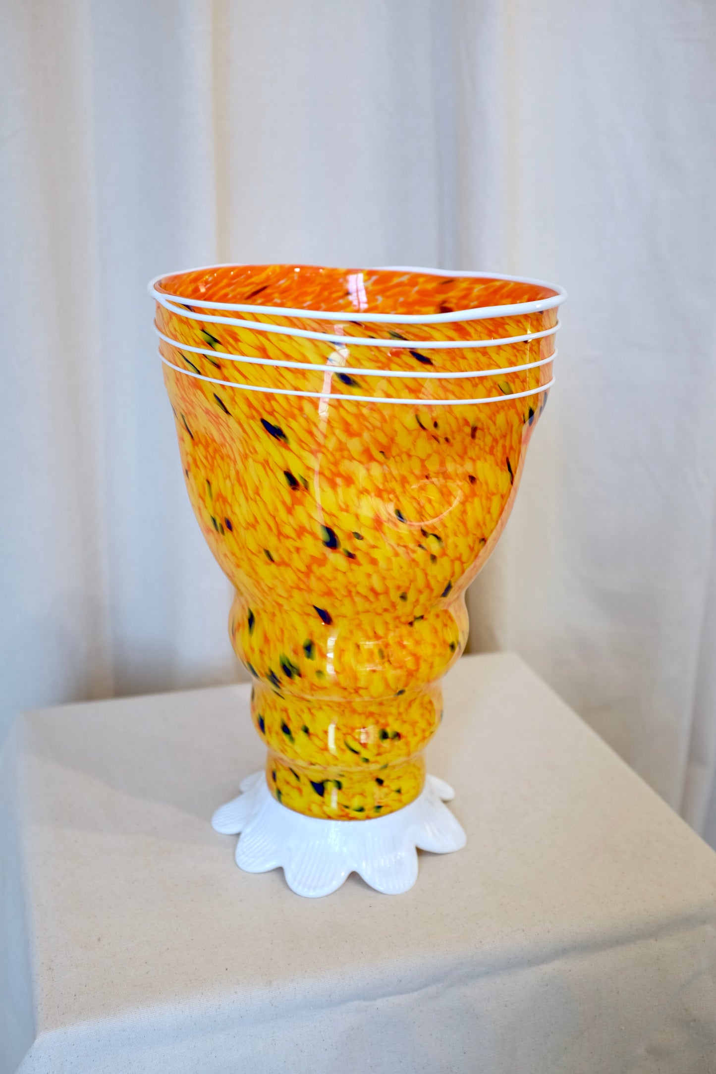Tall Orange Murano Glass Vase, Barovier & Toso