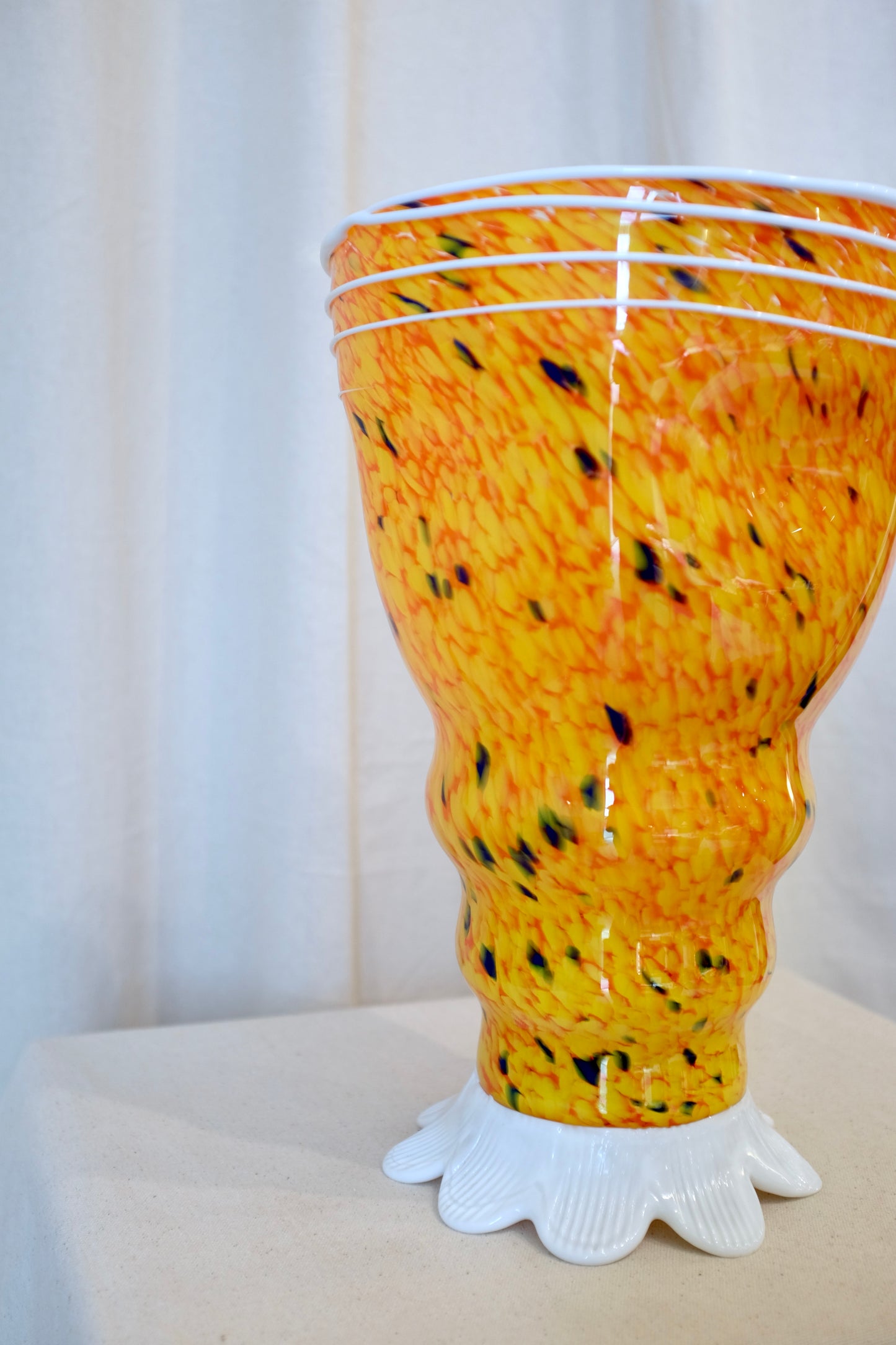 Tall Orange Murano Glass Vase, Barovier & Toso