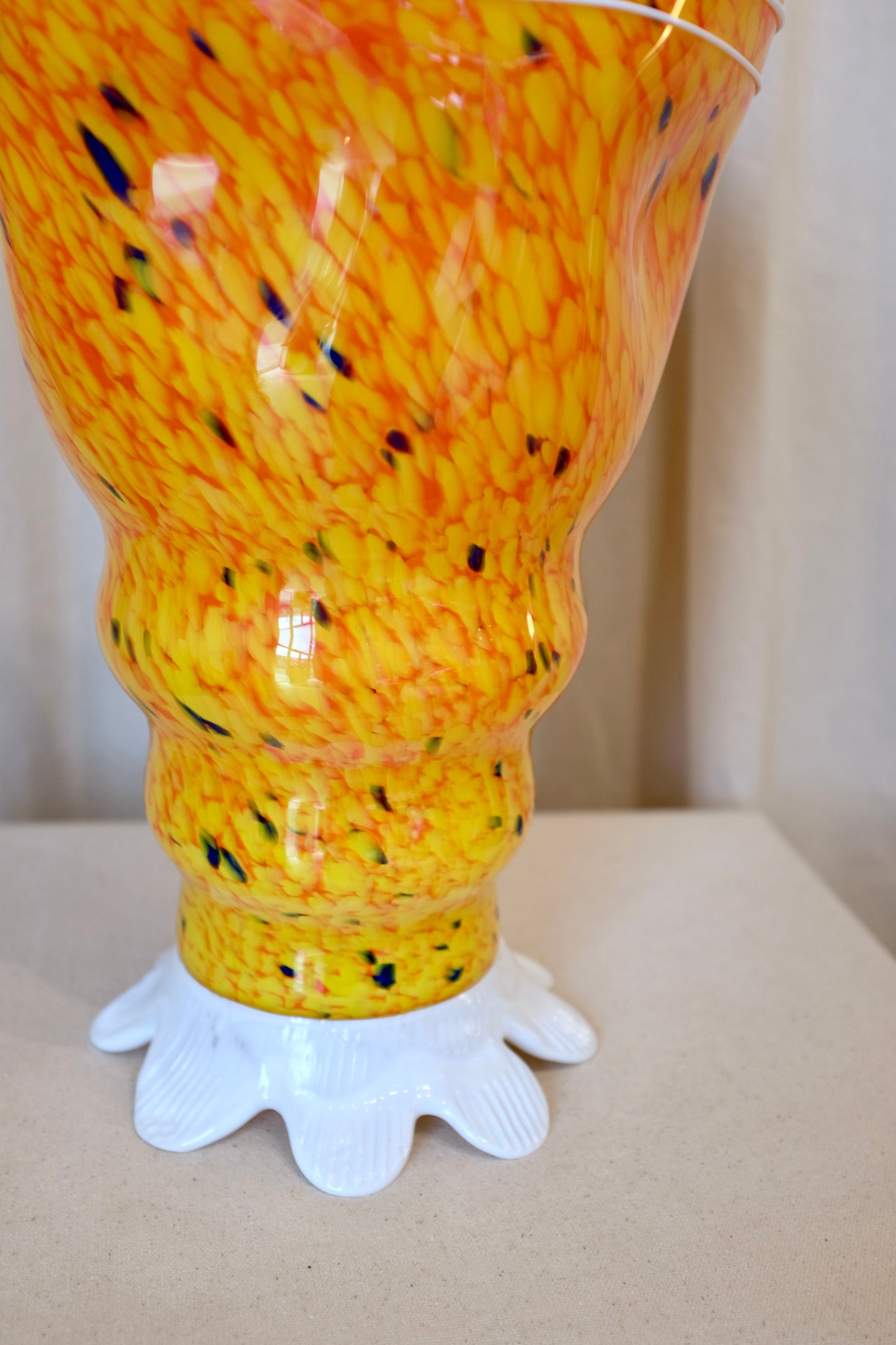 Tall Orange Murano Glass Vase, Barovier & Toso