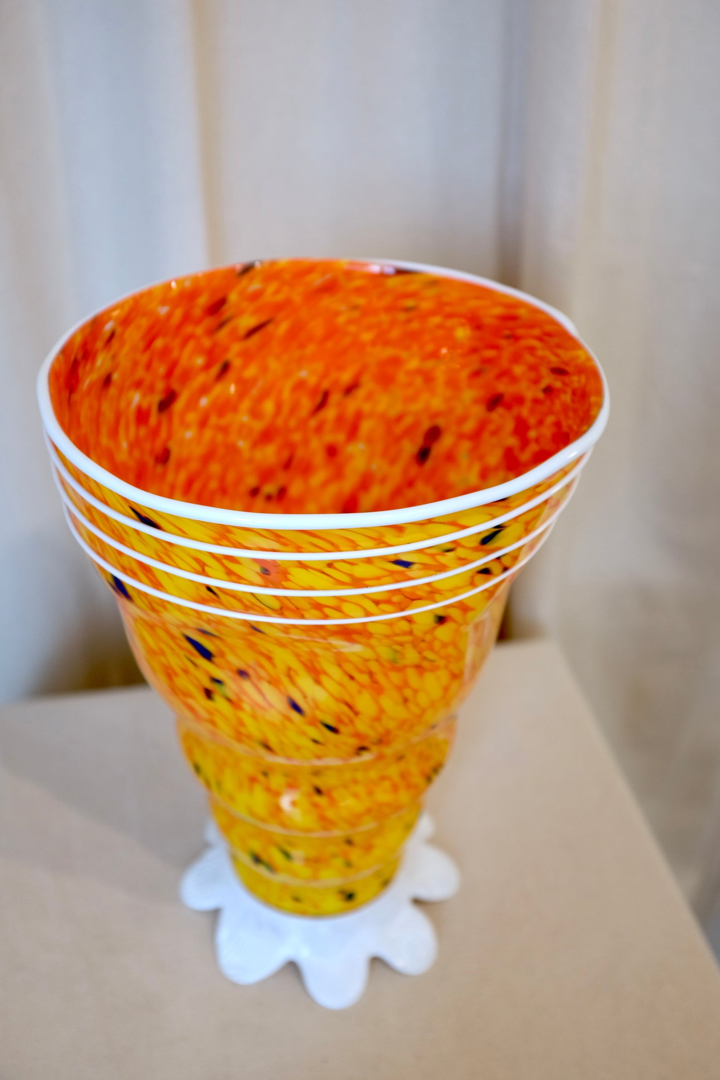 Tall Orange Murano Glass Vase, Barovier & Toso