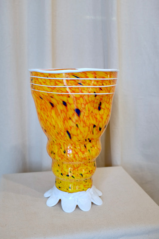 Tall Orange Murano Glass Vase, Barovier & Toso