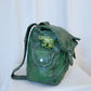 Green Backpack with Frogs, Paper Mache Sculpture