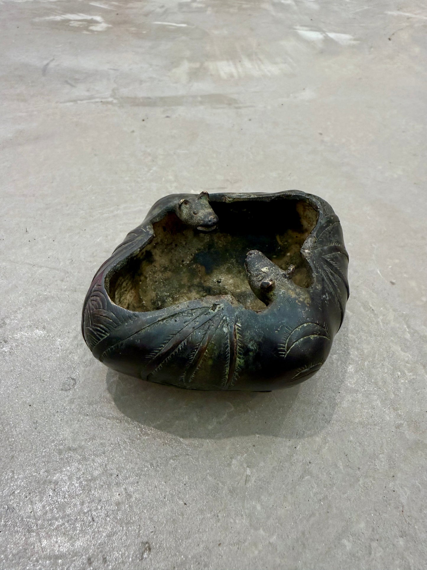 Antique Chinese Bronze Bat Form Censer