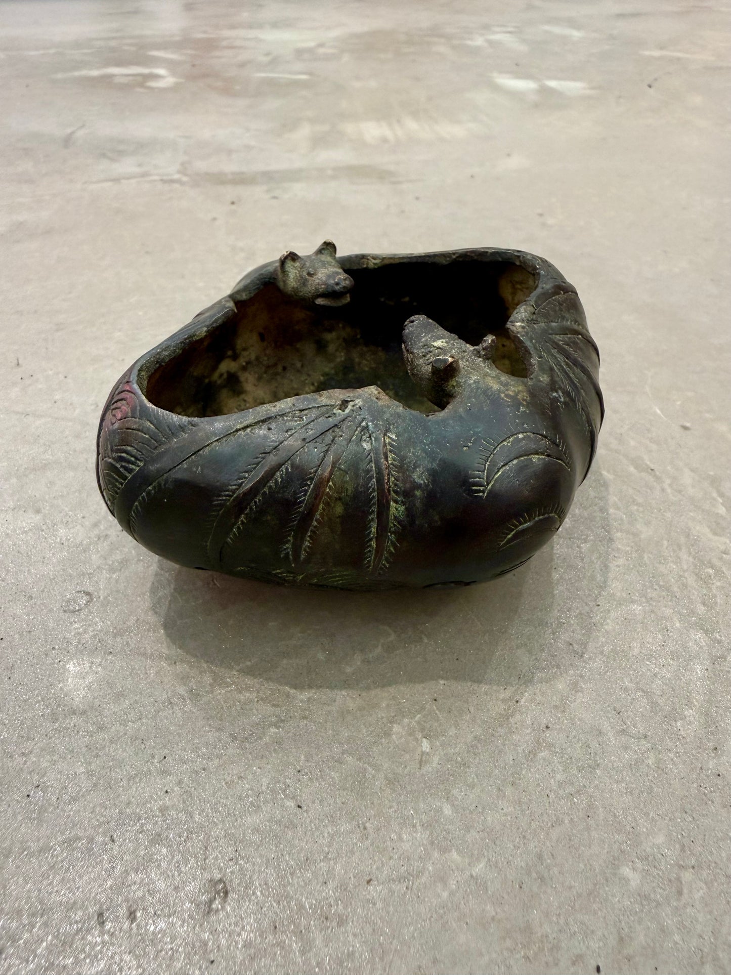 Antique Chinese Bronze Bat Form Censer