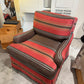 Striped Swivel Upholstered Lounge Chairs, Pair Available