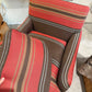 Striped Swivel Upholstered Lounge Chairs, Pair Available