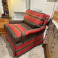 Striped Swivel Upholstered Lounge Chairs, Pair Available