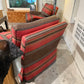 Striped Swivel Upholstered Lounge Chairs, Pair Available