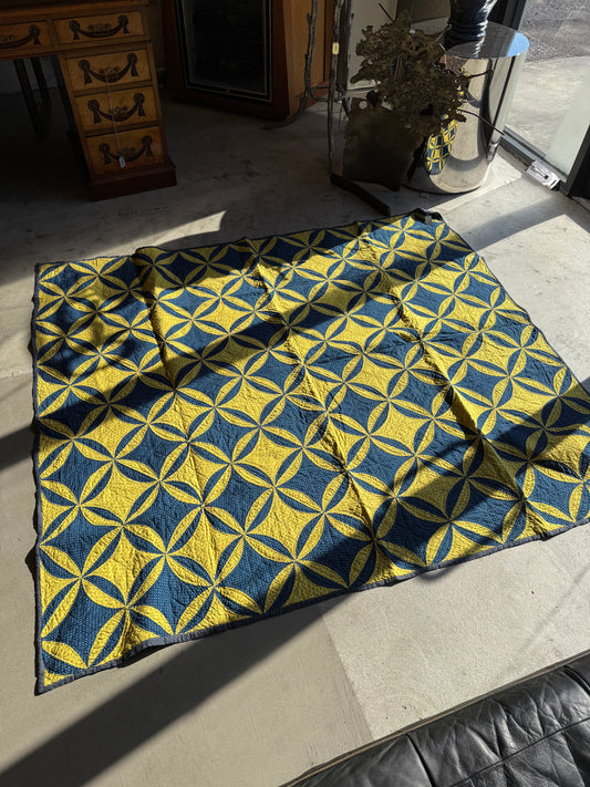 Yellow and Blue Robbing Peter to Pay Paul Quilt