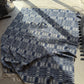 Large Blue & White Overshot Coverlet with Woven Fringe