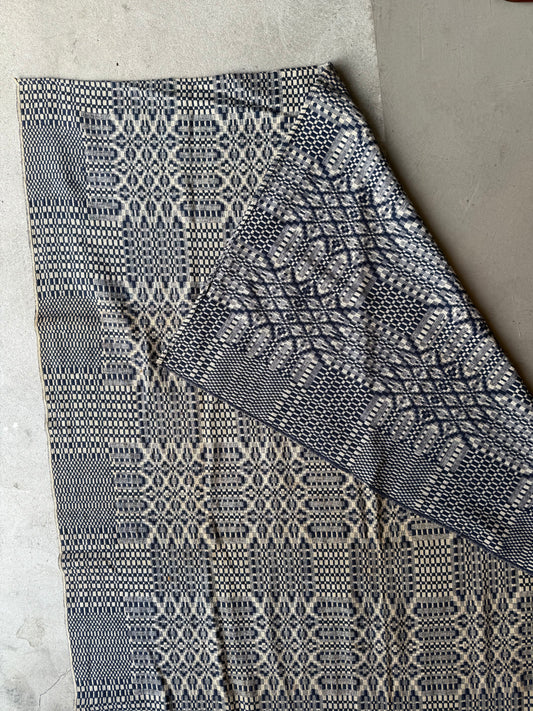 Bright Blue and White Overshot Coverlet