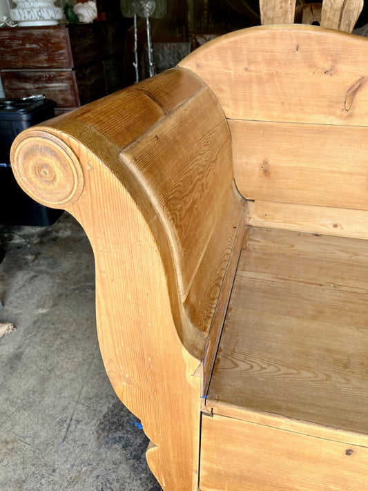 Antique Swedish Pine Storage Bench