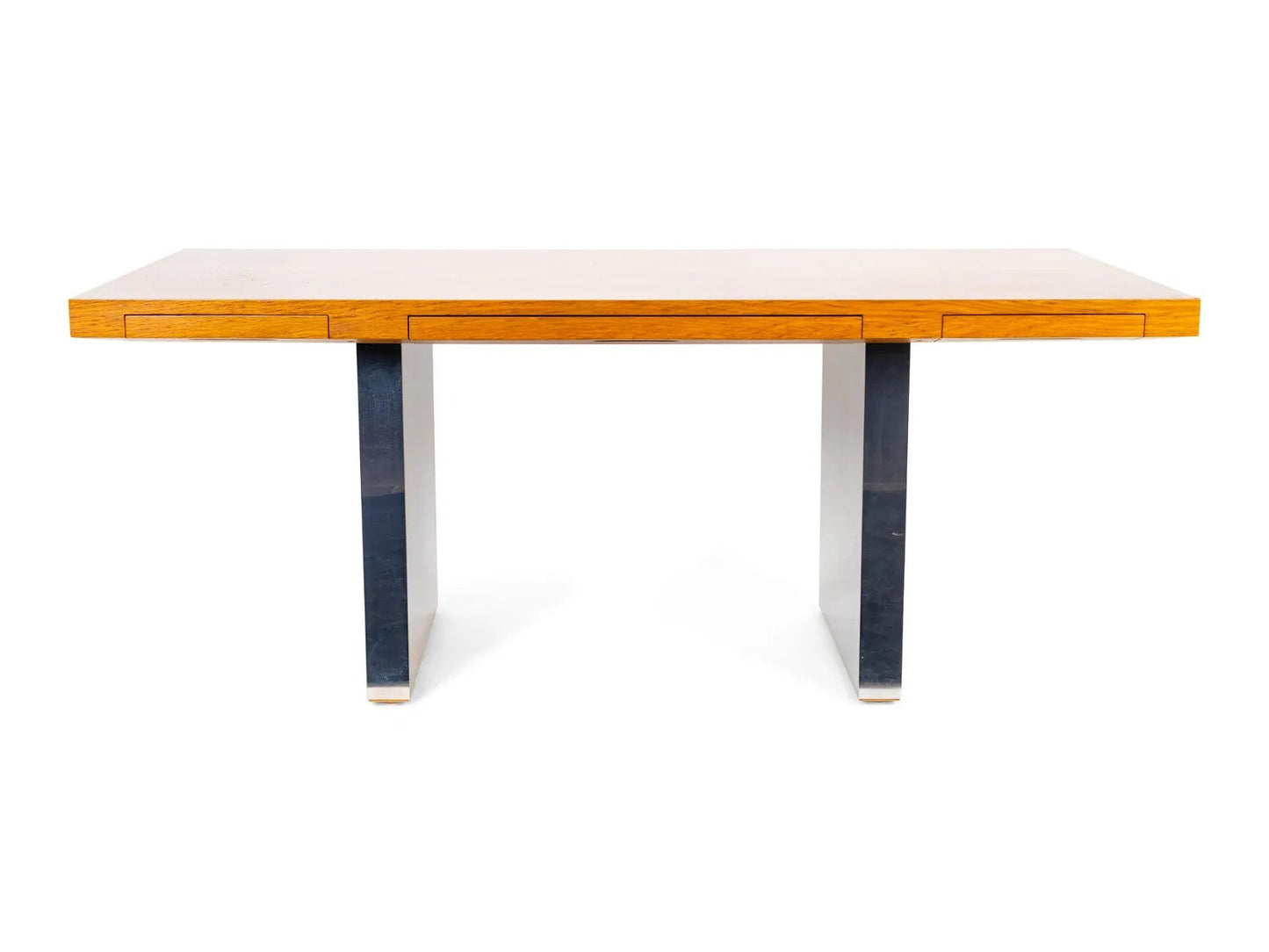 Roger Sprunger for Dunbar Oak and Chrome Steel Desk